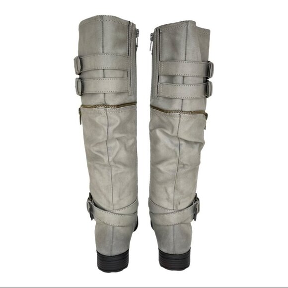 White Mountain Remi Light Grey Faux Leather Knee High Womens Boots Size 5M - Picture 6 of 13
